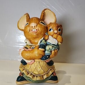 Pendelfin Bunny  Rabbit Figurine Mom And Baby 7.5"